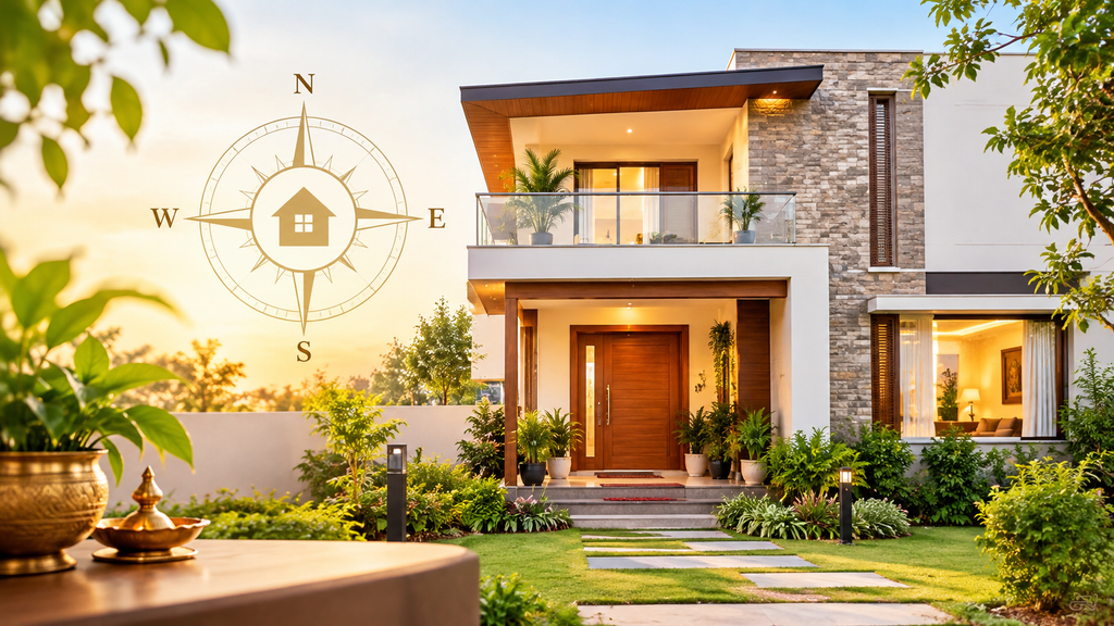 Vastu for Home - Vastu-compliant modern house with compass